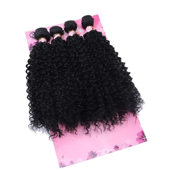 Kinky Curly Synthetic Hair Bundles 4 Pieces Natural Soft Sew In Extensions - Picture 4 of 8